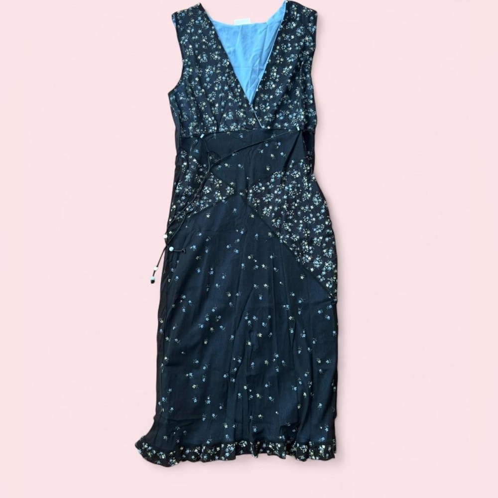 Miss Selfridge Y2K Black V-Neck Sleeveless Wrap Dress